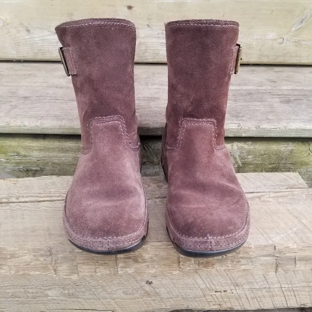 FitFlop Superboot‎ Chocolate Brown Suede Leather Buckle Wobbleboard Winter Boots